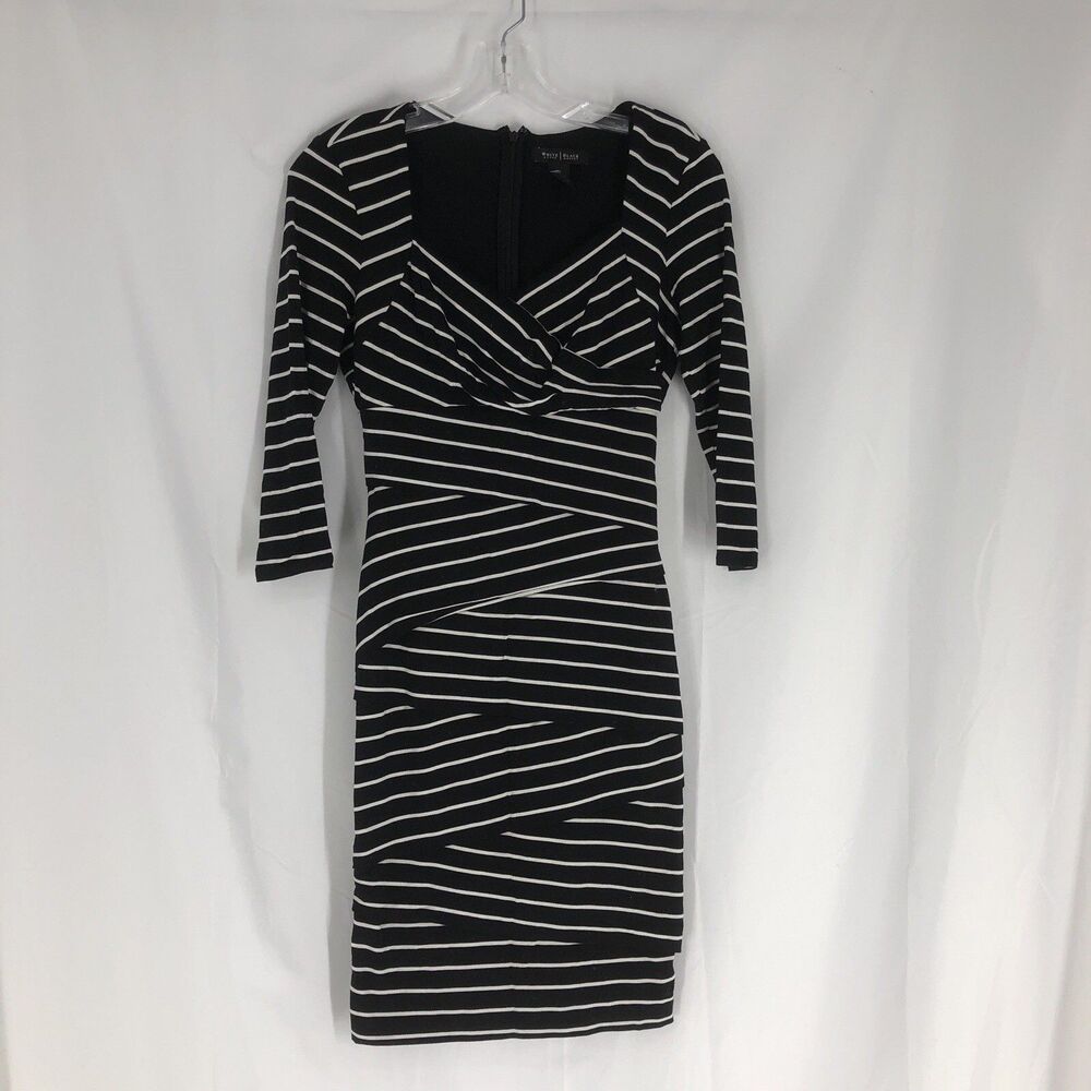 White House Black Market Black Tiered Sheath Dress Size 2 Striped